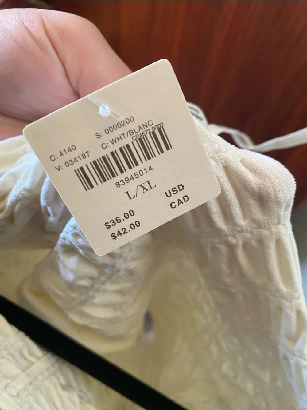 Anthropologie Cream Smocked Long-Sleeve Crop Top